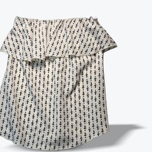 Ocean Drive Clothing Co Strapless Tube Top Women Small Anchor Print Ruffle Cream